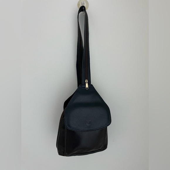 CUERO VACA Brown/Black Cow Leather Backpack Argentina Embossed Ted Lapidus